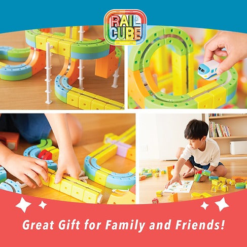 Interactive Magnetic Monorail Track Building Starter Set - 32 Blocks & Mini Train